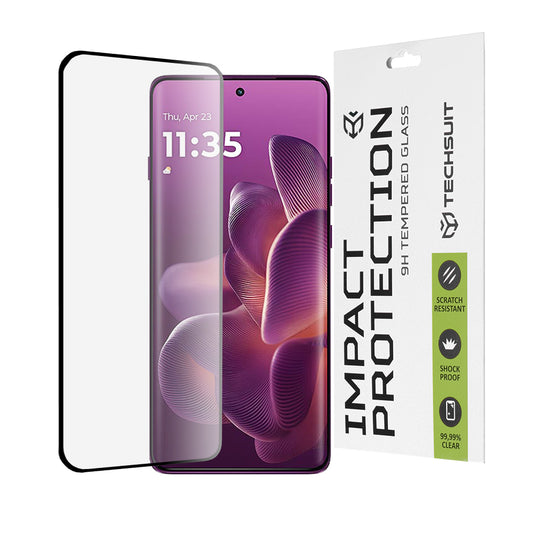 Zaštitna folija za ekran Techsuit za Motorola Edge 60 Pro, Kaljeno staklo, Full Glue, 111D, Crna