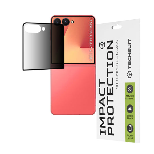Zaštitna folija za spoljašnji ekran Privacy Techsuit za Samsung Galaxy Z Flip7 F766, Kaljeno staklo, Full Glue, 111D