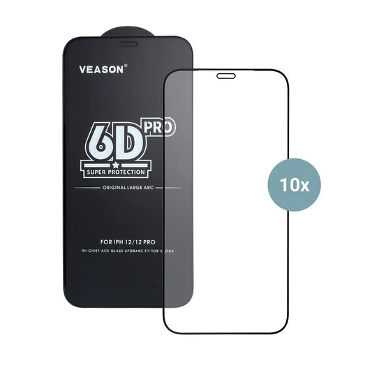Zaštitna folija za ekran Veason PRO za Apple iPhone 17 Pro, Kaljeno staklo, Full Glue, Set od 10 komada, 6D, Crna