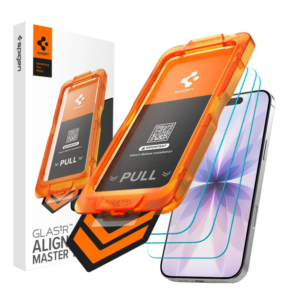 Zaštitna folija za ekran Spigen GlastR Align Master Slim za Apple iPhone 17, Kaljeno staklo, Full Glue, Set od 3 komada