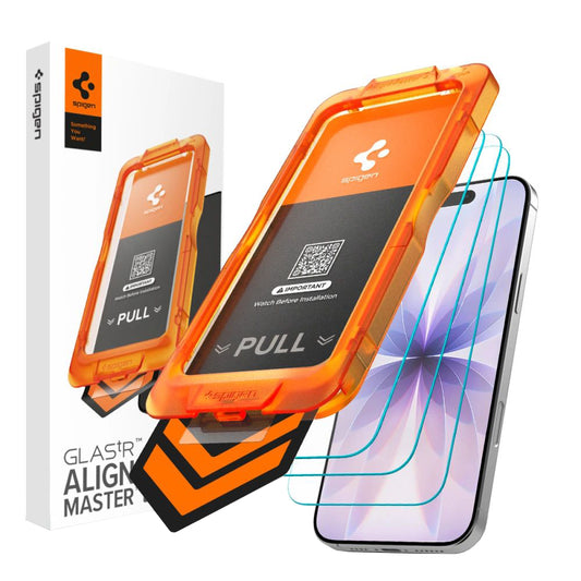 Zaštitna folija za ekran Spigen GlastR Align Master Slim za Apple iPhone 17, Kaljeno staklo, Full Glue, Set od 3 komada