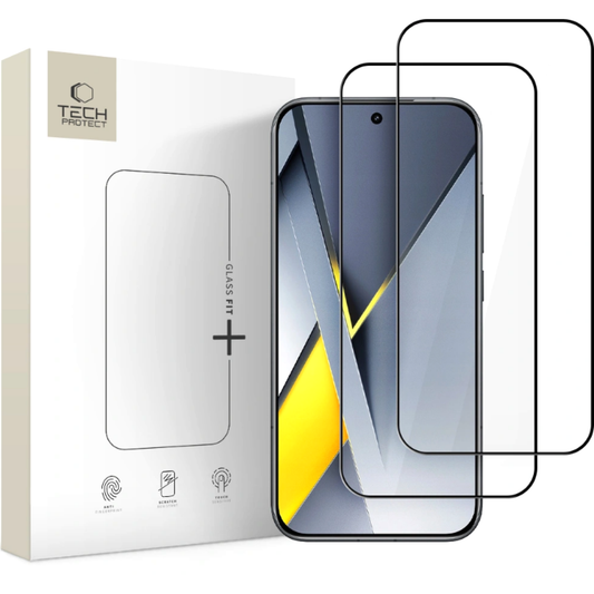 Zaštitna folija za ekran Tech-Protect FIT+ za Xiaomi Poco F8 Ultra, Kaljeno staklo, Full Glue, Set 2 komada, 2.5D, Crna