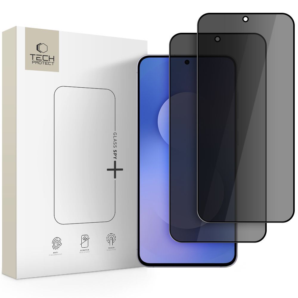 Zaštitna folija za ekran Privacy Tech-Protect Spy+ za Samsung Galaxy A57 5G / A37 5G / S25 FE, Kaljeno staklo, Full Glue, Set od 2 komada