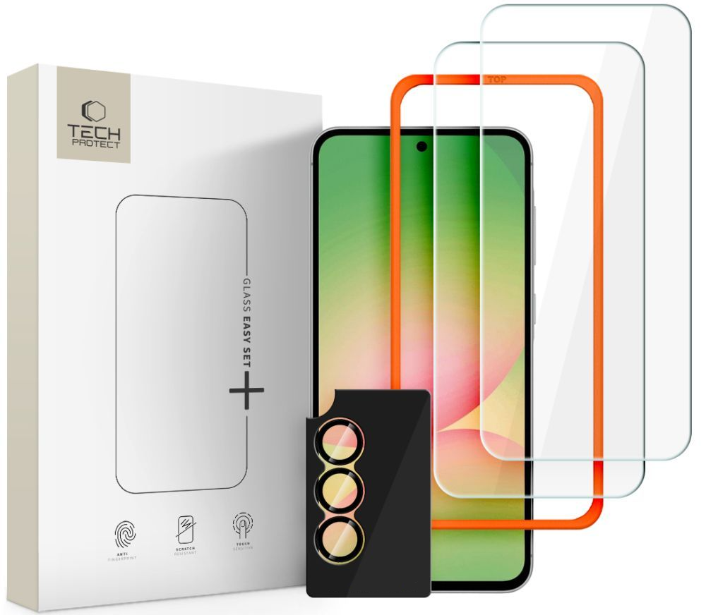 Zaštitna folija za ekran i zadnju kameru Tech-Protect Quick Set+ za Samsung Galaxy A57 5G, Kaljeno staklo, Full Glue, Set od 3 komada