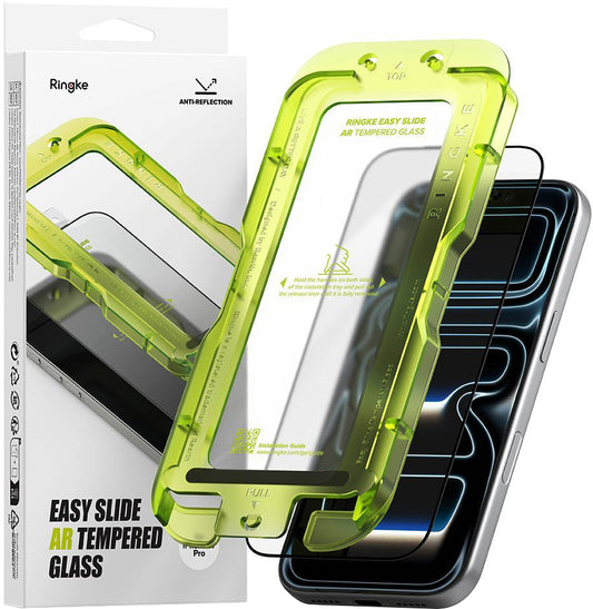 Zaštitna folija za ekran Ringke Easy Slide AR za Apple iPhone 17 Pro, Kaljeno staklo, Full Glue, 2.5D, Crna, Ponovo zapečaćena