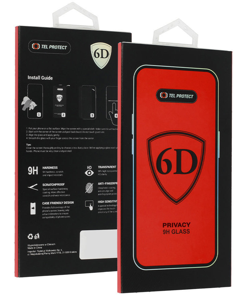 Zaštitna folija za ekran Privacy OEM za Apple iPhone 18 Pro, Kaljeno staklo, Full Glue, 6D, Crna