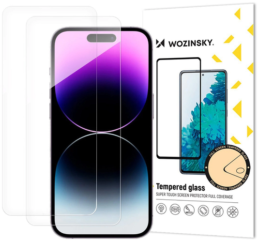Zaštitna folija za ekran WZK za Apple iPhone 18 Pro / 17 Pro / 16 Pro, Kaljeno staklo, Full Glue, Set od 2 komada