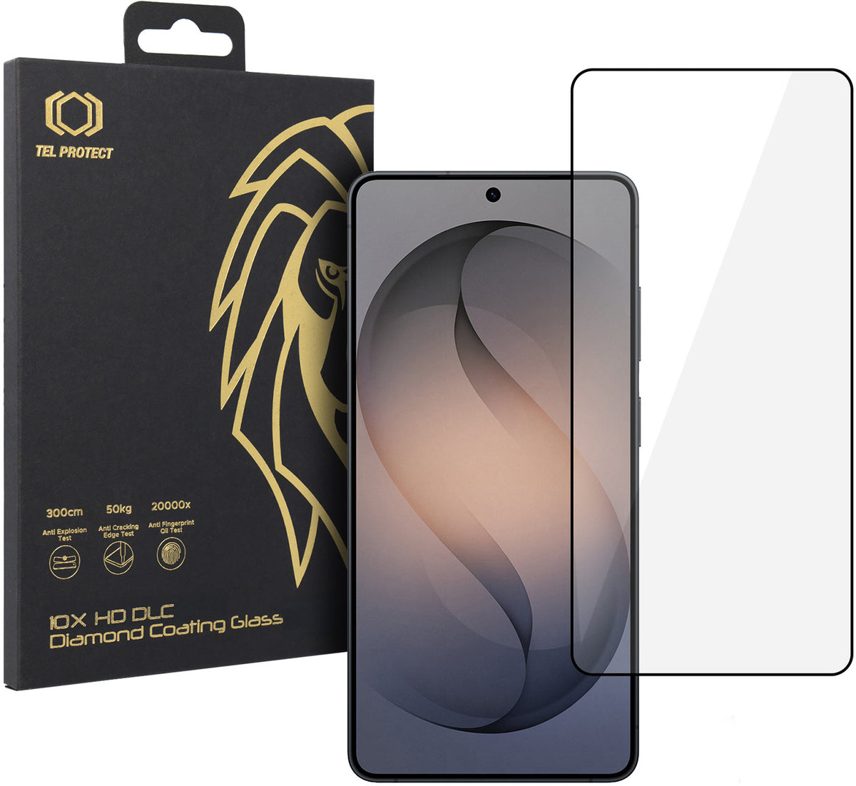 Zaštitno staklo za ekran Tel Protect 10X HD DLC Diamond Coating za Samsung Galaxy S26 Ultra S948, kaljeno staklo, lepljenje celom površinom, crno
