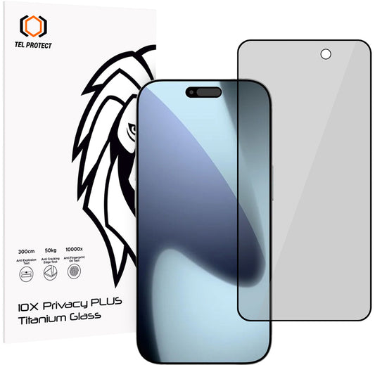 Zaštitna folija za ekran Privacy Tel Protect 10X Plus Titanium za Apple iPhone 17 Pro, kaljeno staklo, lepljenje po celoj površini