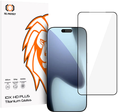 Zaštitno staklo za ekran Tel Protect 10X HD Plus Titanium za Apple iPhone 18 Pro / 17 Pro, kaljeno staklo, lepljenje po celoj površini, crno