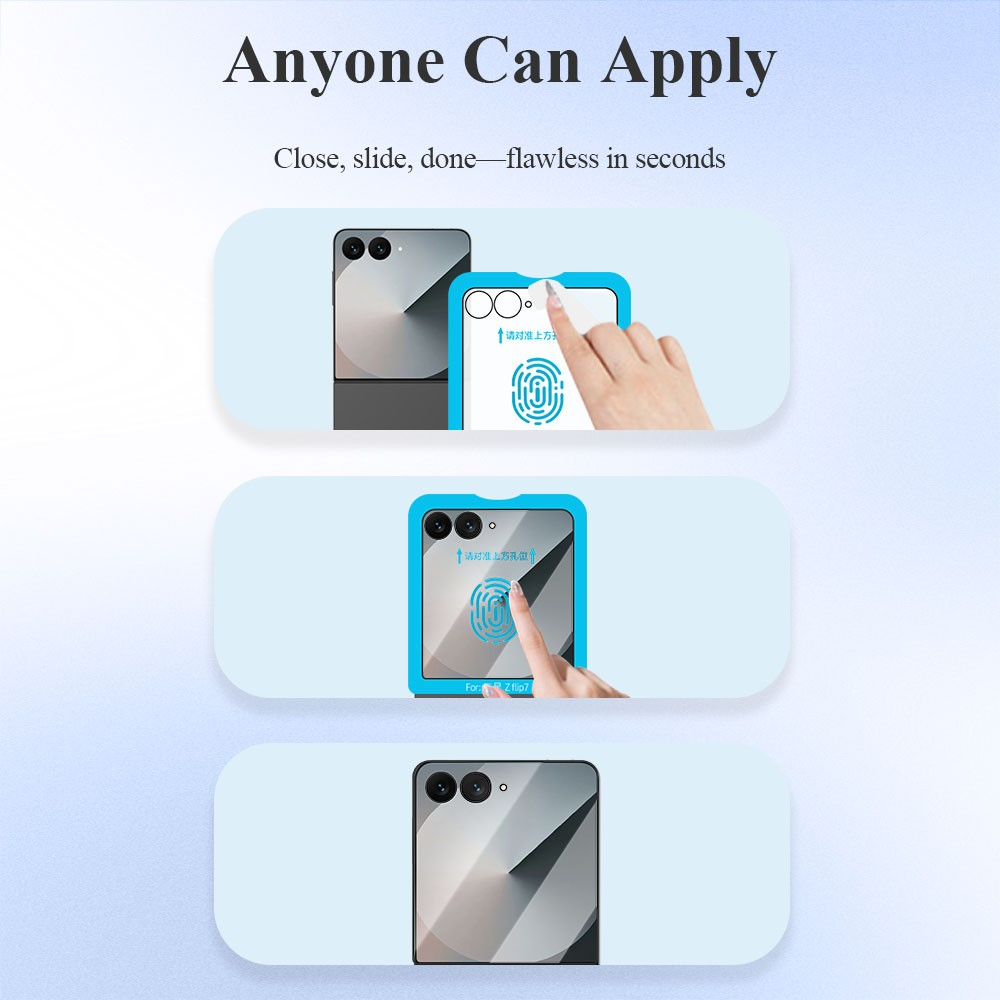 Zaštitna folija za spoljašnji ekran Lereach za Samsung Galaxy Z Flip8 F776 / Galaxy Z Flip7 F766, Kaljeno staklo, Full Glue, Set od 2 komada, Crna