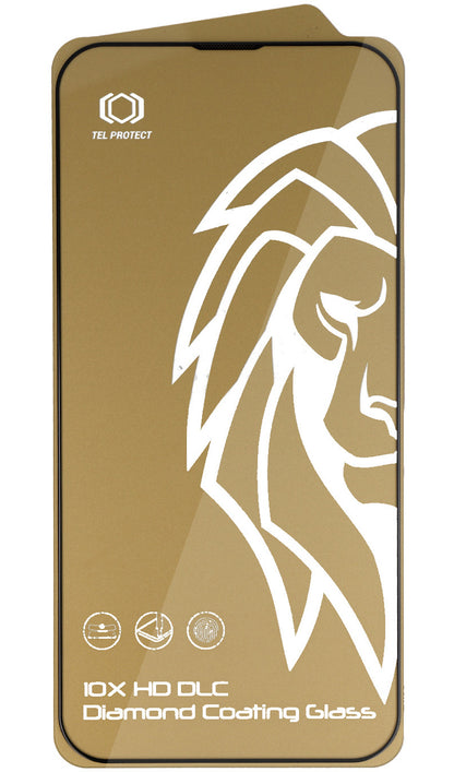 Zaštitno staklo za ekran Tel Protect 10X HD DLC Diamond Coating za Apple iPhone 17e / 16e / 14 / 13 Pro / 13, kaljeno staklo, lepljenje celom površinom, crno