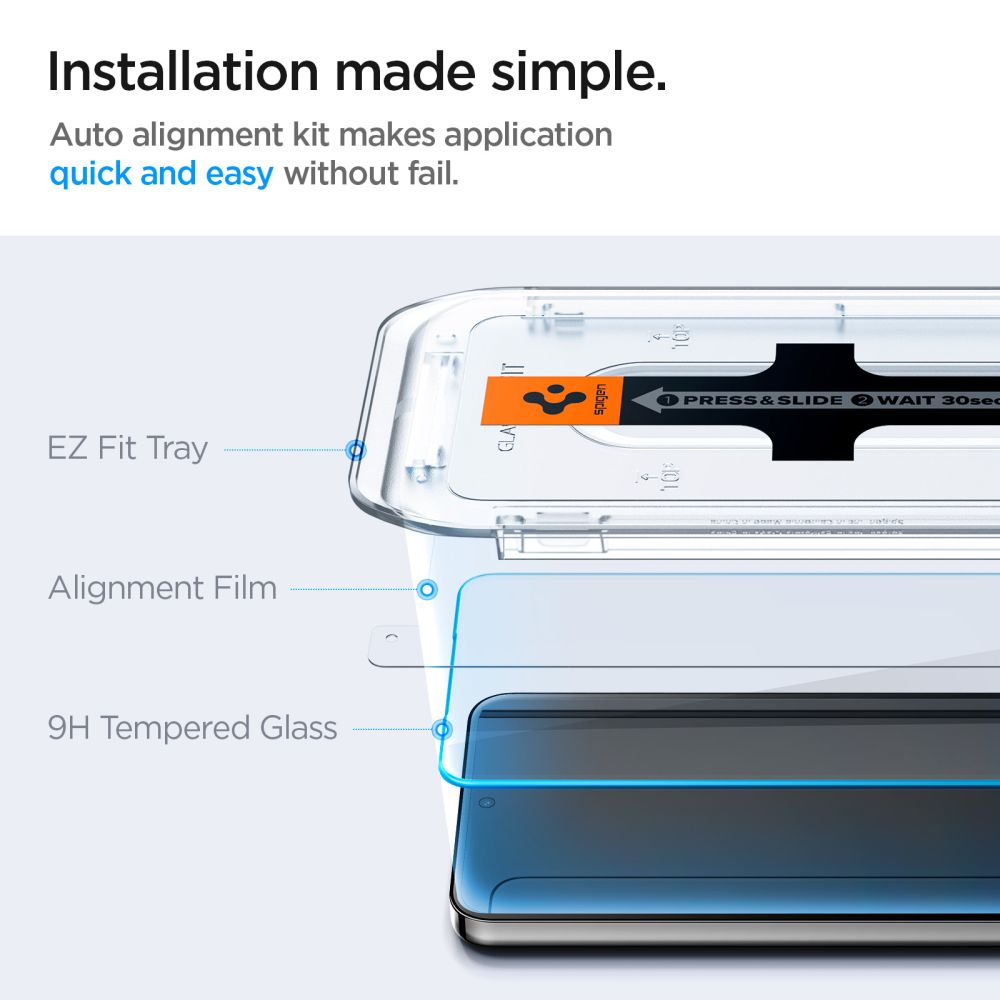 Zaštitna folija za ekran Spigen GlastR EZ FIT za Samsung Galaxy S25+ S936 / S24+ S926, Kaljeno staklo, Full Glue, Set 2 komada AGL07432