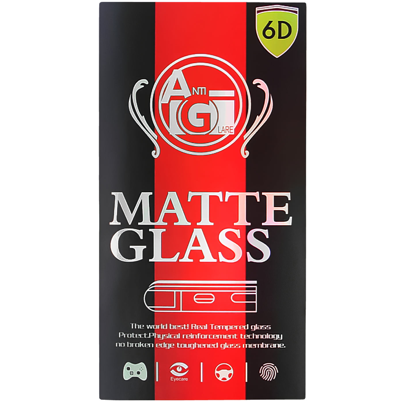 OEM Matte Screen Protector for Samsung Galaxy S23 FE S711, Glass Shielded, Full Glue, 6D, Black 