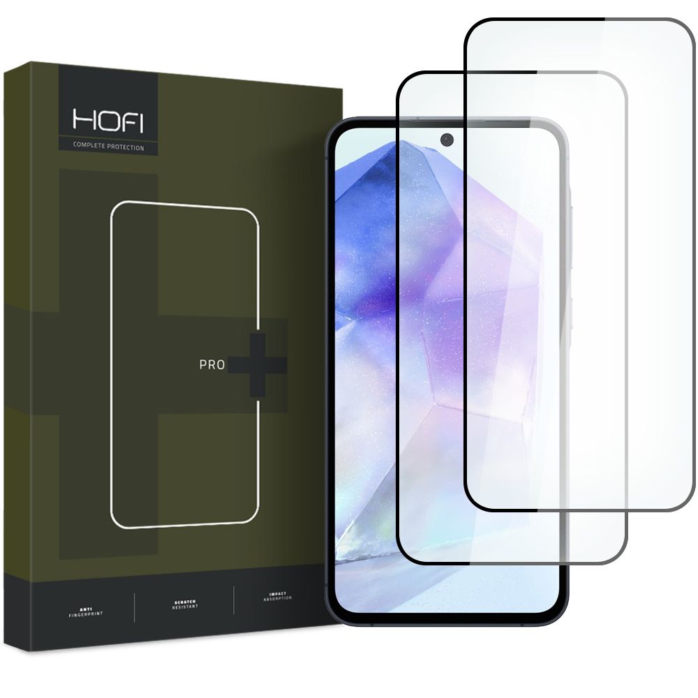 Zaštitna folija za ekran HOFI Glass PRO+ za Samsung Galaxy A55 5G A556 / A35 5G A356, Kaljeno staklo, Pun ljepilo, Set od 2 komada, 2.5D, Crna