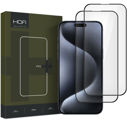 Folija za zaštitu ekrana HOFI Glass PRO+ za Apple iPhone 16, Kaljeno staklo, Pun lepak, Set od 2 komada, 2.5D, Crna
