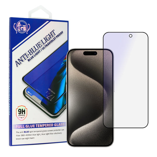 OEM Anti Blue Light OEM Screen Protector for Apple iPhone 16 Pro Max, Shielded Glass, Full Glue, Black 