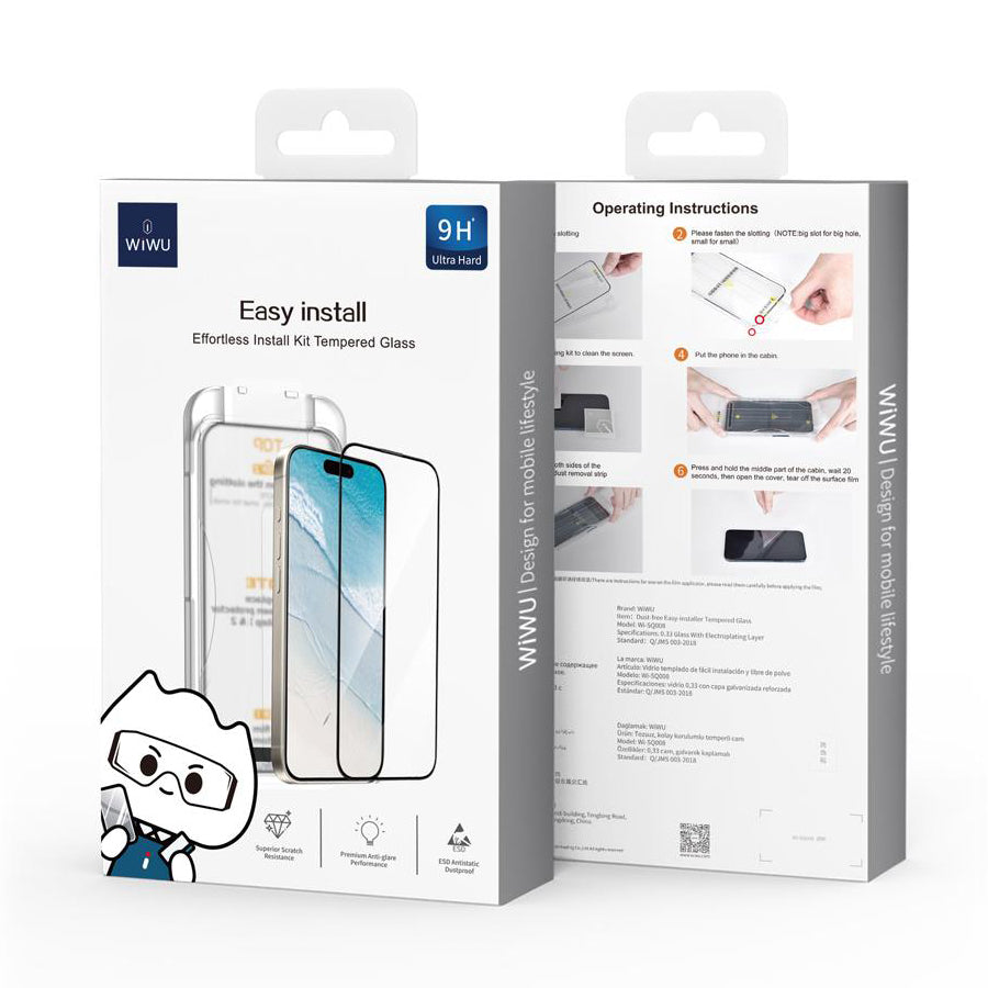 Zaštitna folija za ekran WiWu Wi-SQ008 za Apple iPhone 16 Pro, Kaljeno staklo, Pun ljepilo, Crna