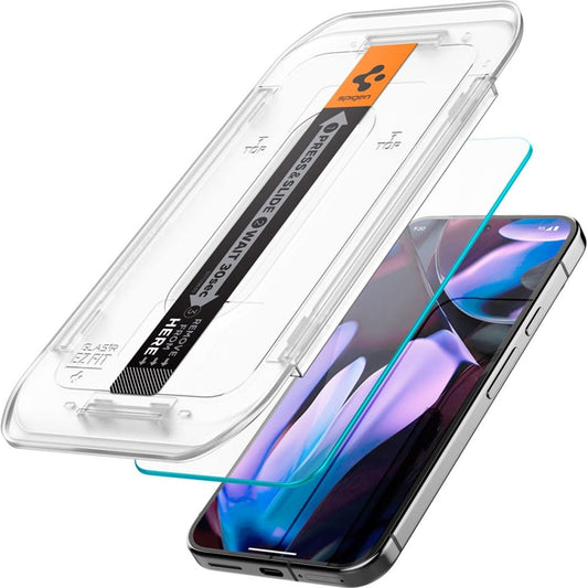 Zaštitna folija za ekran Spigen GlastR EZ FIT za Google Pixel 9 Pro XL, Kaljeno staklo, Full Glue, Set od 2 komada