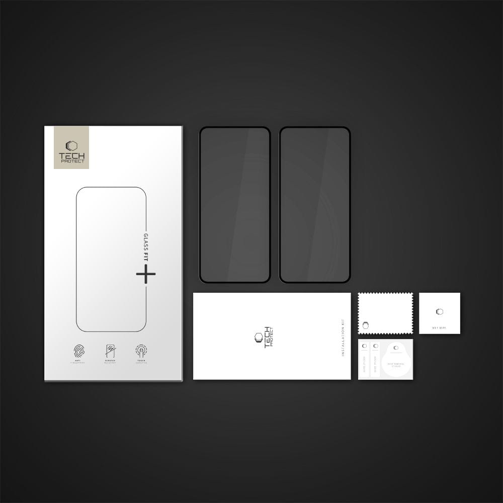 Zaštitna folija za ekran Tech-Protect FIT+ za Motorola Moto G56, Kaljeno staklo, Full Glue, Set 2 komada, 2.5D, Crna