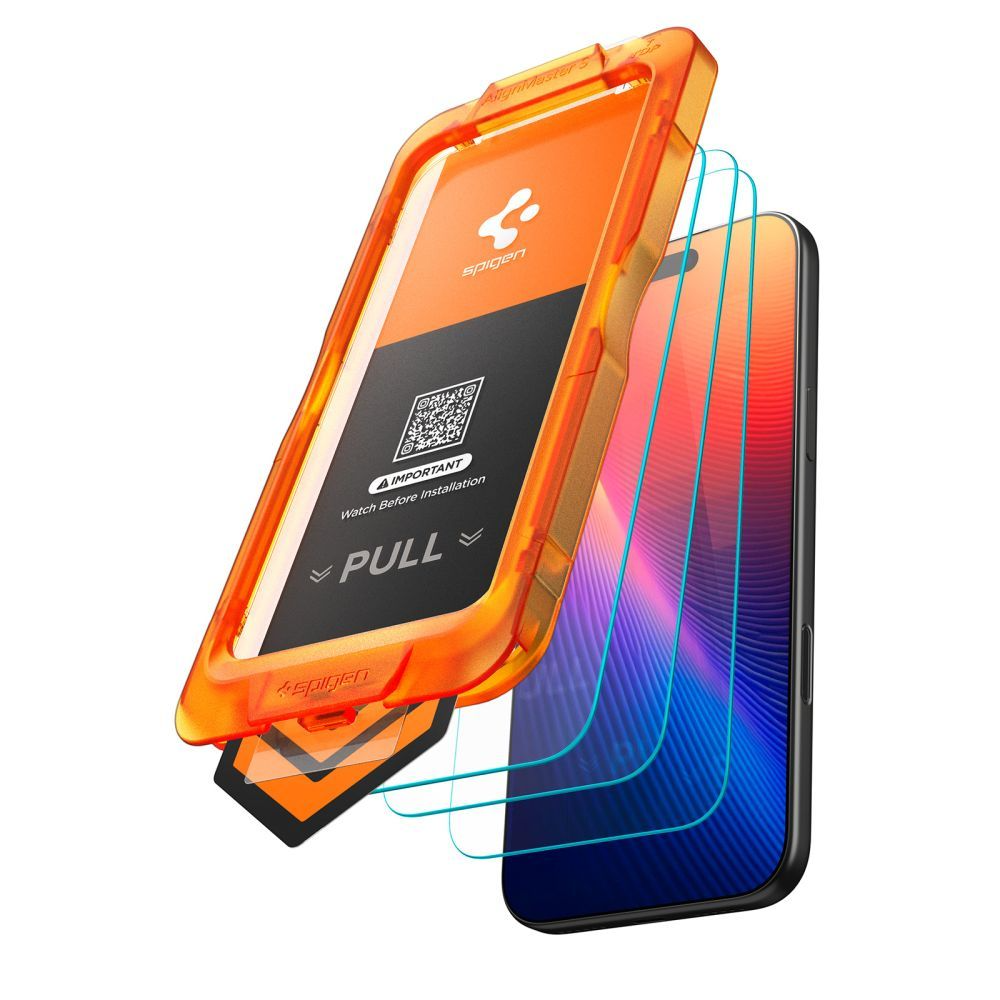 Zaštitna folija za ekran Spigen GlastR Align Master Slim za Apple iPhone 17 Pro Max, Kaljeno staklo, Full Glue, Set od 3 komada