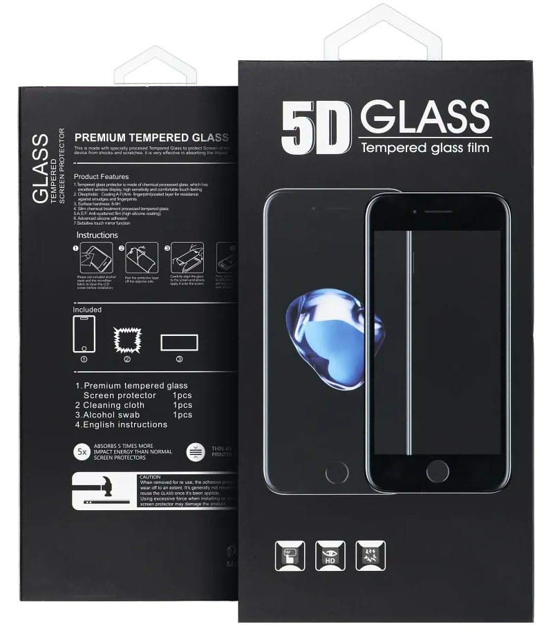 Zaštitna folija za ekran OEM za Motorola Moto G57 / G67 Power / G57 Power, Kaljeno staklo, Full Glue, 5D, Crna