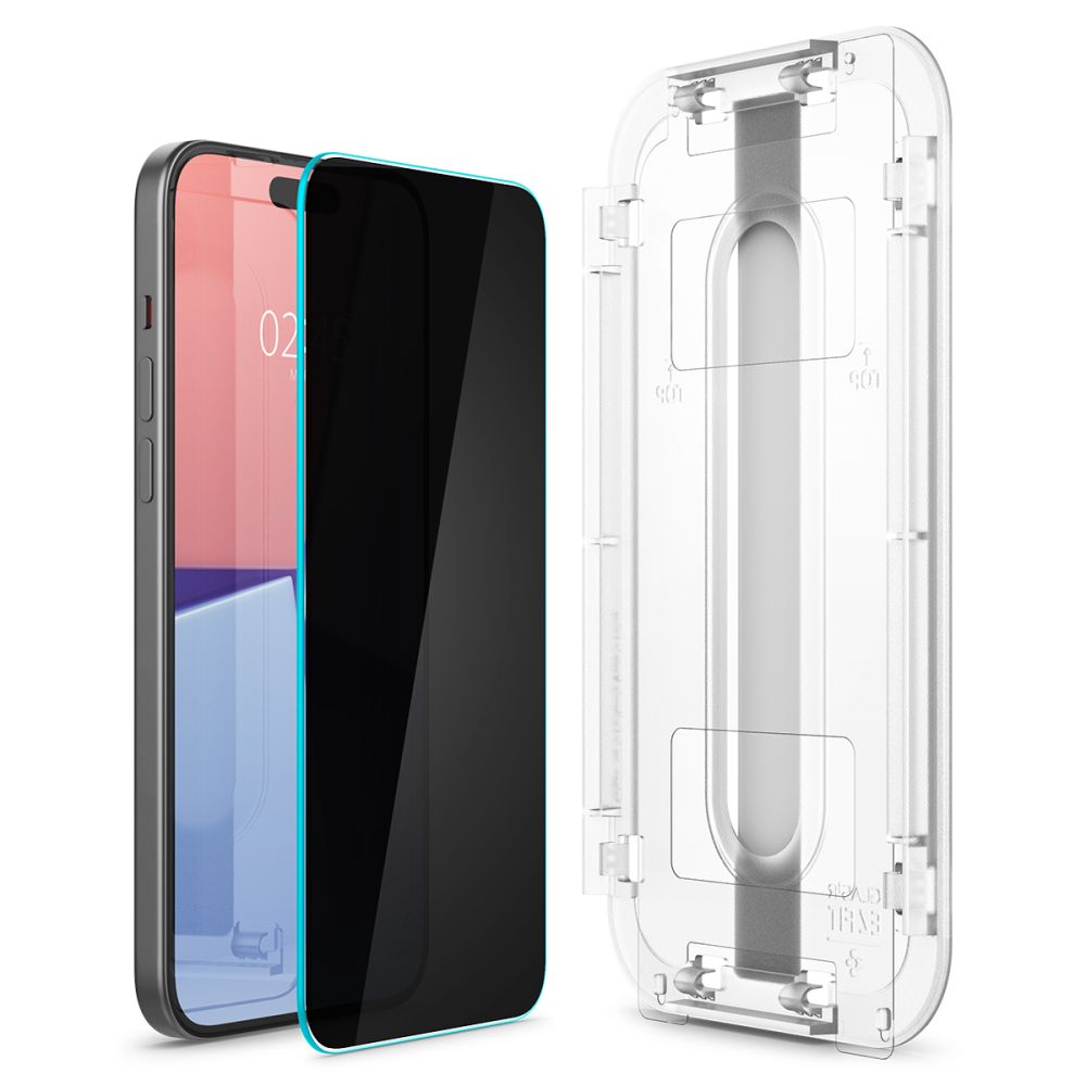 Spigen EZ FIT Privacy Screen Protector for Apple iPhone 16/15, Glass Shielded, Full Glue, 2.5D AGL07121 AGL07121
