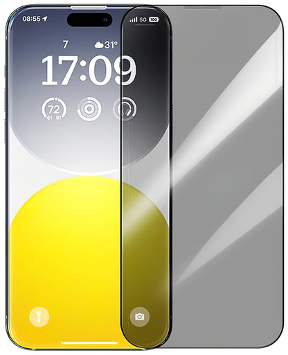 Zaštitna folija za ekran Privacy Baseus Diamond za Apple iPhone 15 Pro, Kaljeno staklo, Pun ljepilo P60057405203-01
