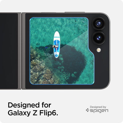 Zaštitna folija za spoljni ekran Spigen GlastR EZ FIT za Samsung Galaxy Z Flip6 F741, Kaljeno staklo, Full Glue, Set od 2 komada AGL07972