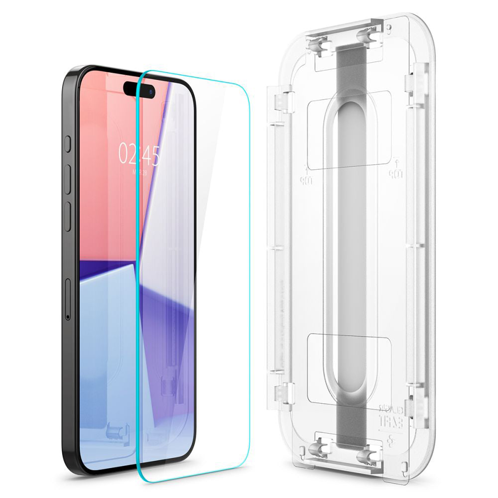 Zaštitna folija za ekran Spigen GlastR EZ FIT za Apple iPhone 15 Pro Max, Kaljeno staklo, Full Glue, Set 2 komada AGL06872