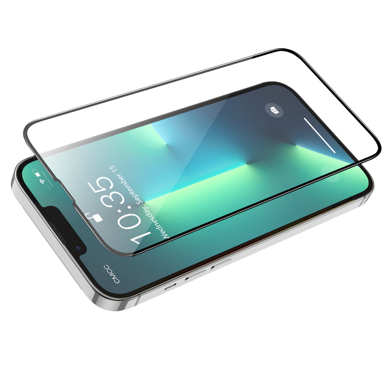 Folija za zaštitu ekrana HOCO G16 za Apple iPhone 16e / 14 / 13 Pro / 13, Kaljeno staklo, Full Glue, 5D, Crna