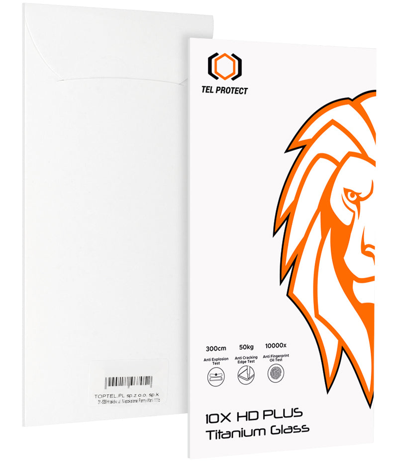 Zaštitna folija za ekran Tel Protect 10X HD Plus Titanium za Apple iPhone 17 / 16 Pro, kaljeno staklo, lepljenje po celoj površini, crna