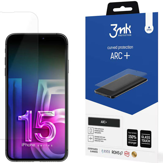 Zaštitna folija za ekran 3MK ARC+ za Apple iPhone 15, Plastika