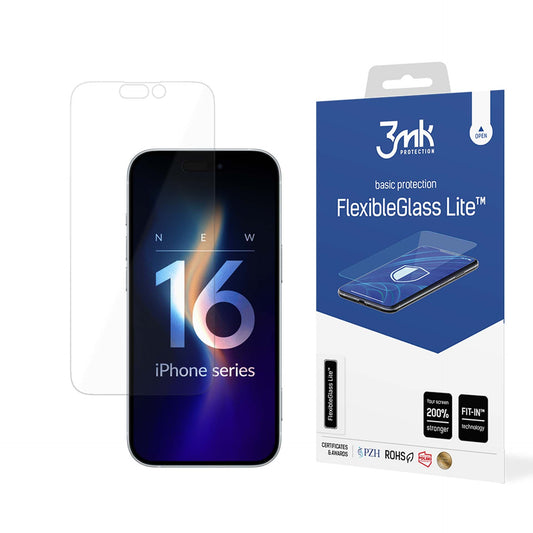 Zaštitna folija za ekran 3MK FlexibleGlass Lite za Apple iPhone 16 Pro, Fleksibilno staklo, Full Glue