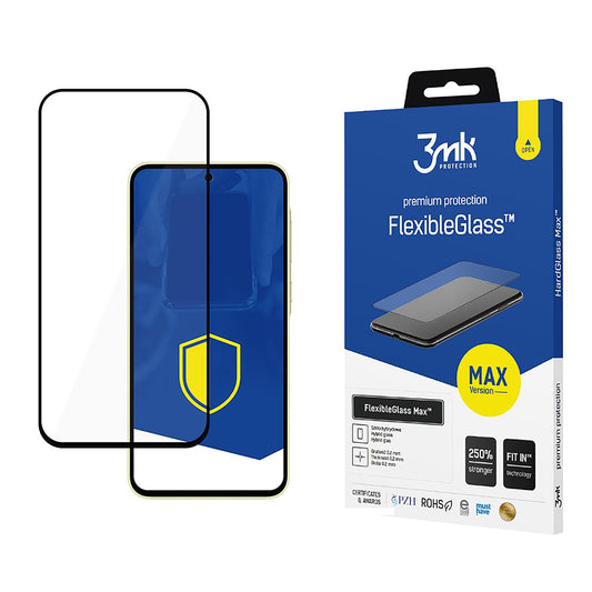 Zaštitna folija za ekran 3MK FlexibleGlass Max za Samsung Galaxy A35 5G A356, Fleksibilno staklo, Full Glue, Crna