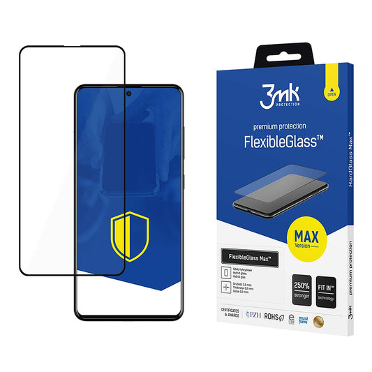 Zaštitna folija za ekran 3MK FlexibleGlass Max za Samsung Galaxy A52s 5G A528 / A52 5G A526 / A52 A525, Fleksibilno staklo, Full Glue, Crna