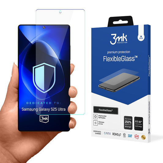 Zaštitna folija za ekran 3MK FlexibleGlass za Samsung Galaxy S25 Ultra S938, Fleksibilno staklo, Full Glue