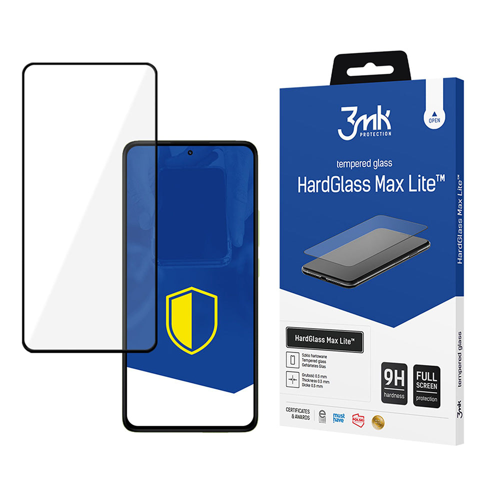 Zaštitna folija za ekran 3MK HardGlass Max Lite za Xiaomi Redmi Note 14 Pro 4G / Note 14 Pro+ 5G, Kaljeno staklo, Full Glue, Crna