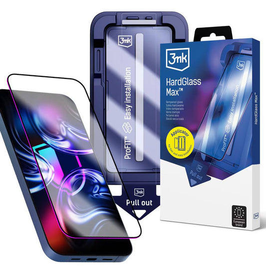 Zaštitna folija za ekran 3MK HardGlass Max za Apple iPhone 18 Pro / 17 Pro, Kaljeno staklo, Full Glue, Crna