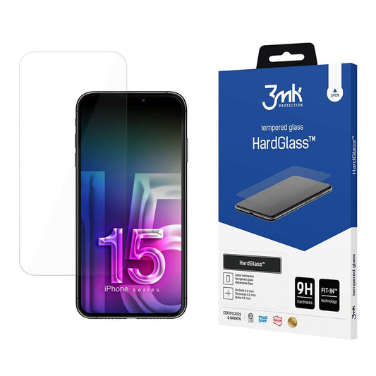 Zaštitna folija za ekran 3MK HardGlass za Apple iPhone 15, Kaljeno staklo, Full Glue