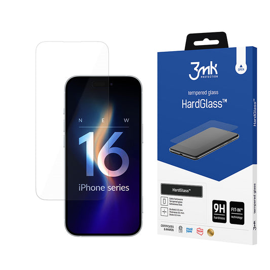 Zaštitna folija za ekran 3MK HardGlass za Apple iPhone 16, Kaljeno staklo, Full Glue