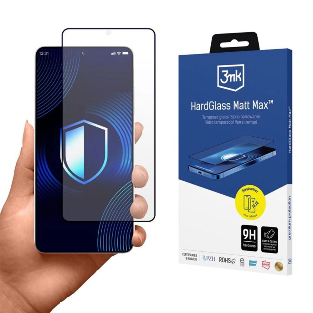Folija za zaštitu ekrana 3MK HardGlass za Samsung Galaxy S26 Ultra S948, Kaljeno staklo, Full Glue, Crna