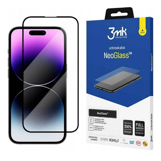 Zaštitna folija za ekran 3MK NeoGlass za Apple iPhone 14 Pro Max, Kaljeno staklo, Full Glue, Crna