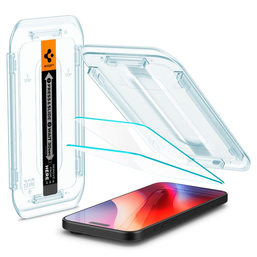 Zaštitna folija za ekran Spigen EZ FIT za Apple iPhone 16 Pro Max, Kaljeno staklo, Pun ljepilo, Set od 2 komada AGL07907