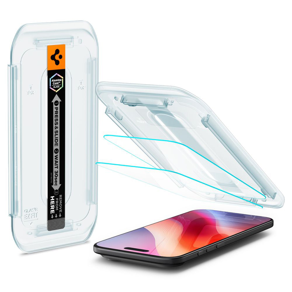 Folija za zaštitu ekrana Spigen GlastR EZ FIT za Apple iPhone 17 Air, Kaljeno staklo, Full Glue, Set 2 komada