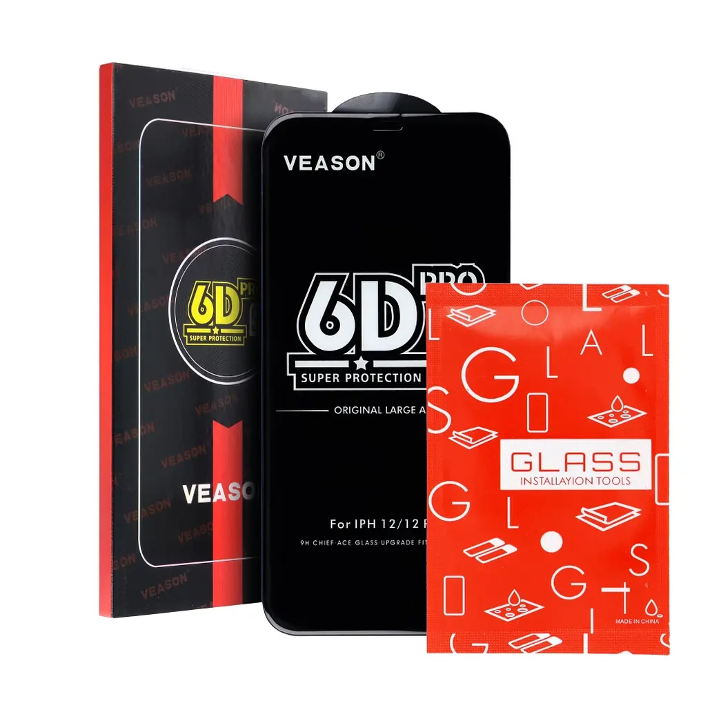 Zaštitna folija za ekran Veason PRO za Apple iPhone 17 / 16 Pro, Kaljeno staklo, Full Glue, 6D, Crna