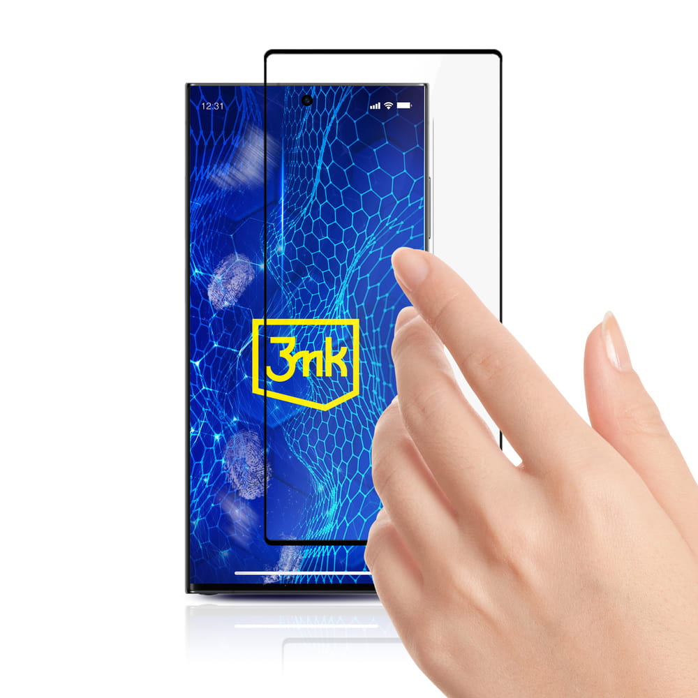 Zaštitna folija za ekran 3MK HardGlass Max Lite za Samsung Galaxy S23 Ultra S918, Kaljeno staklo, Edge Glue, Crna