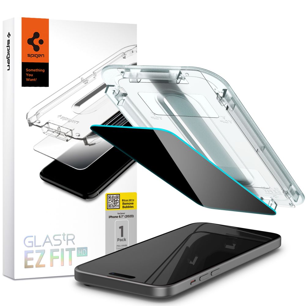Spigen EZ FIT Privacy Screen Protector for Apple iPhone 16/15, Glass Shielded, Full Glue, 2.5D AGL07121 AGL07121