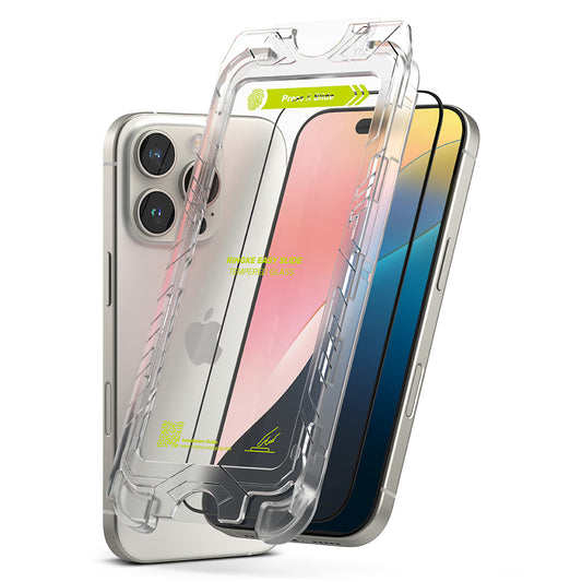 Ringke Easy Slide Screen Protector for Apple iPhone 16 Pro Max, Glass Shielded, Full Glue, Set 2 pieces, Black