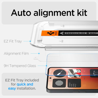 Folija za zaštitu ekrana Clear Spigen GlastR EZ FIT za Nothing Phone (3a) / Phone (3a) Pro, Kaljeno staklo, Full Glue AGL09429